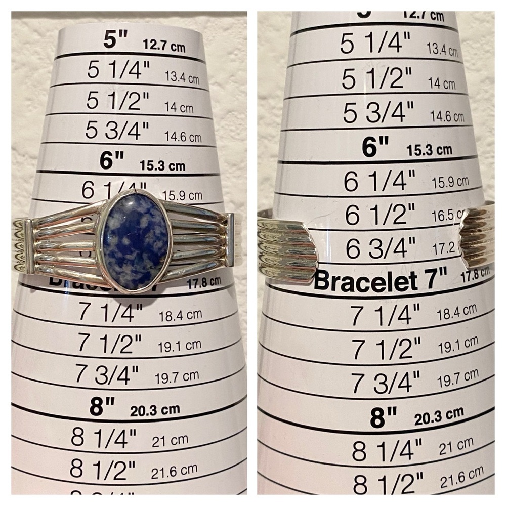 Signed - Sterling Silver and Sodalite Cuff Bracelet - Picture 11 of 15